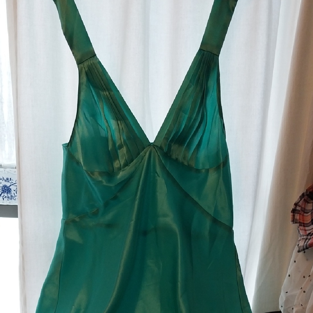 Frederick's of Hollywood Teal/Green Satin Slip Nighty